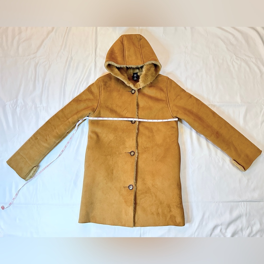Vintage Y2K Gap Suede Hooded Winter Coat - Tan/Brown - Women’s XS / Girl’s XL - Picture 8 of 12
